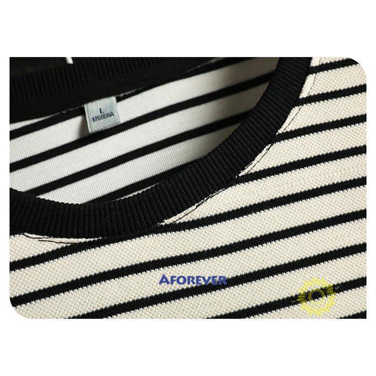 トレーナー メンズ 長袖 スウェットシャツ プルオーバー 丸首 秋 ストライプ柄 秋服 カジュアル メンズファッション 秋コーデ トップス 