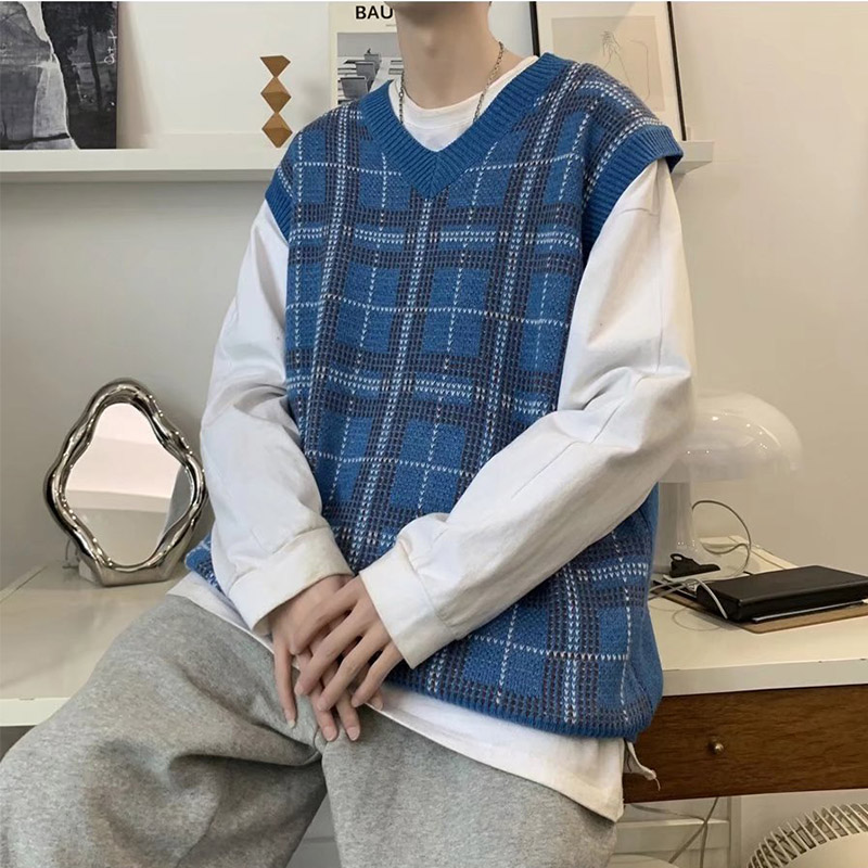ニットベスト メンズ プルオーバー Vネック 重ね着 カジュアル ノースリーブ おしゃれ 通学通勤 アウター お洒落 秋服 チョッキ 無地 ゆったり 細身トップス 