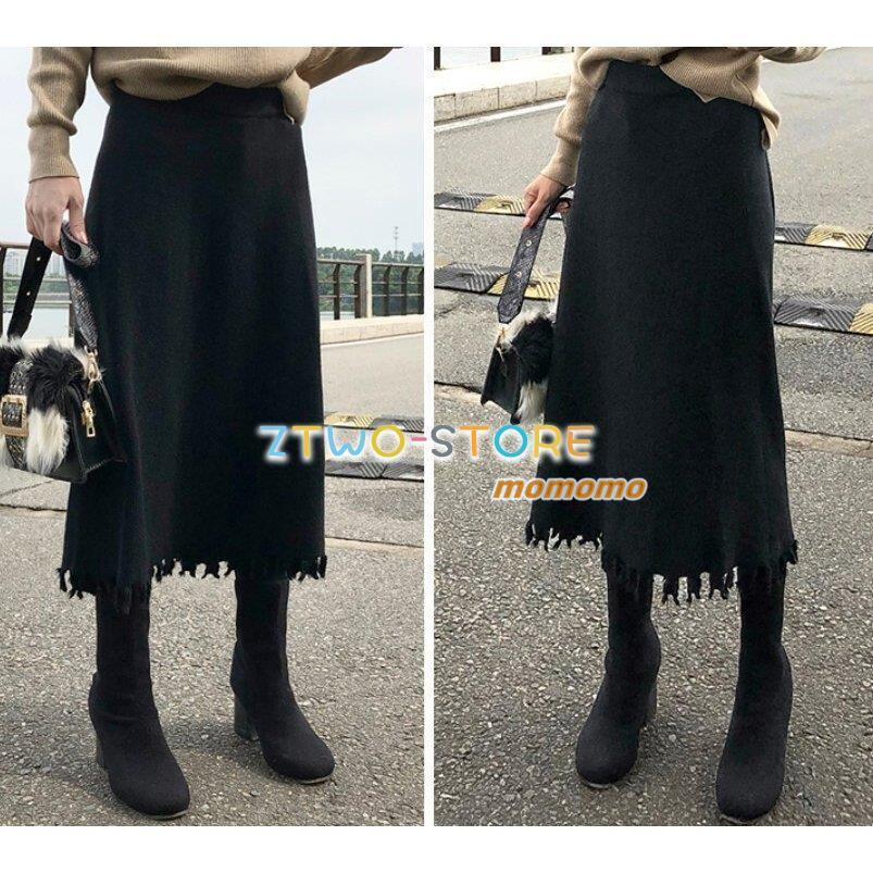 3色有り レディース スカート ニット Aライン ミドル丈 上品 ウエストゴム 膝下 無地 シンプル ハイウエスト ハーフレングス 定番 伸縮性 大きいサイズ 