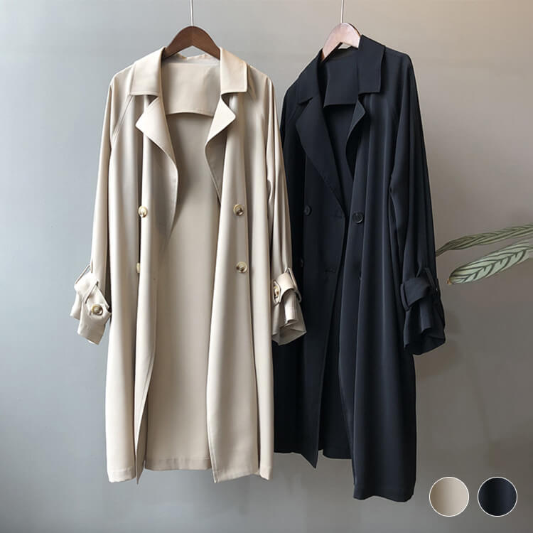 トレンチコート レディース 薄手 ひざ丈 アウター 上品 オープンエレ定番 春 ダブルボタン おしゃれ フォーマル 秋 シンプル 