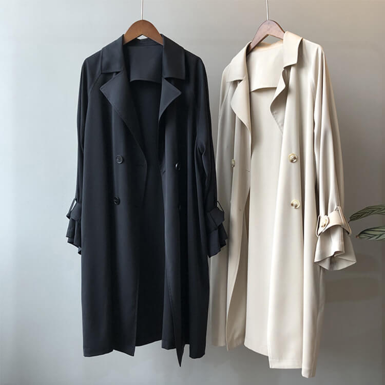 トレンチコート レディース 薄手 ひざ丈 アウター 上品 オープンエレ定番 春 ダブルボタン おしゃれ フォーマル 秋 シンプル 