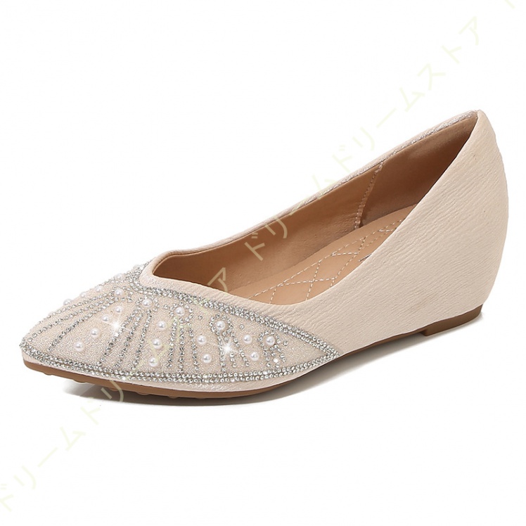 きれいめ パンプス ポインテッドトゥ 安定感 キラキラパンプス ウェッジソール 5CM スリッポン 痛くない 歩きやすい 通気性 走れる 脱げない 幅広 美脚 