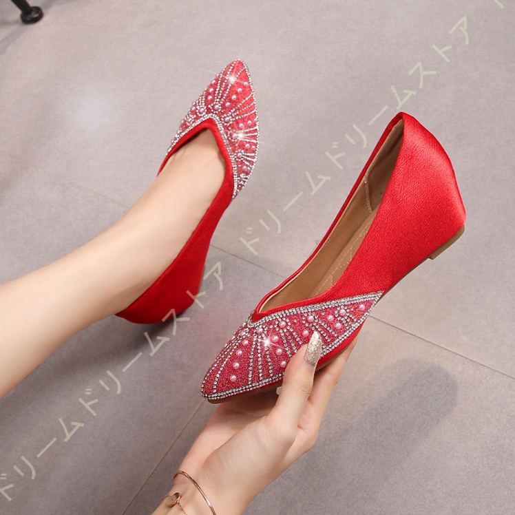 きれいめ パンプス ポインテッドトゥ 安定感 キラキラパンプス ウェッジソール 5CM スリッポン 痛くない 歩きやすい 通気性 走れる 脱げない 幅広 美脚 