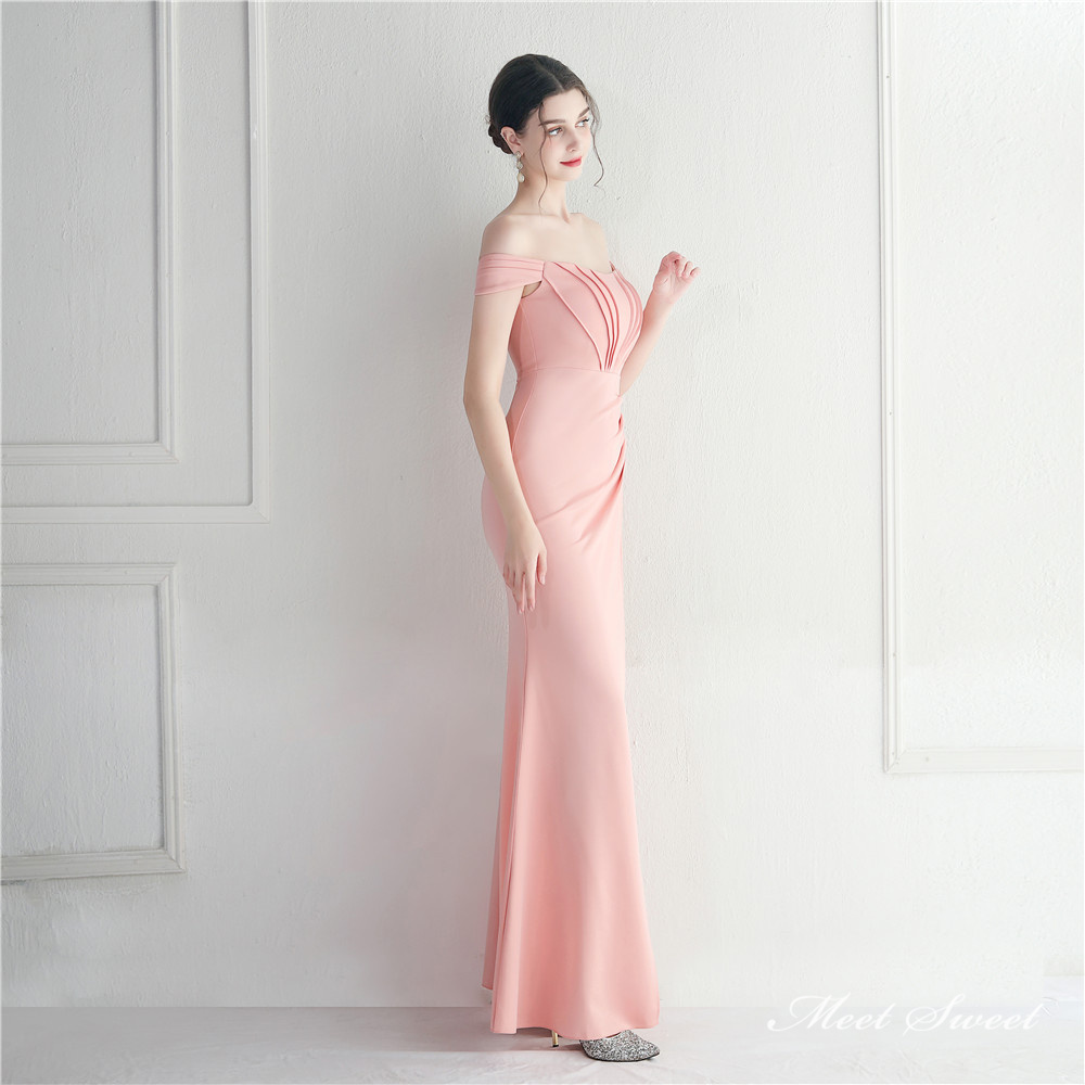 ドレス スレンダードレス パーティードレス オフショルダー スリット イブニングドレス ウェディングドレス サテン ファスナー 結婚式 発表会 二次会 