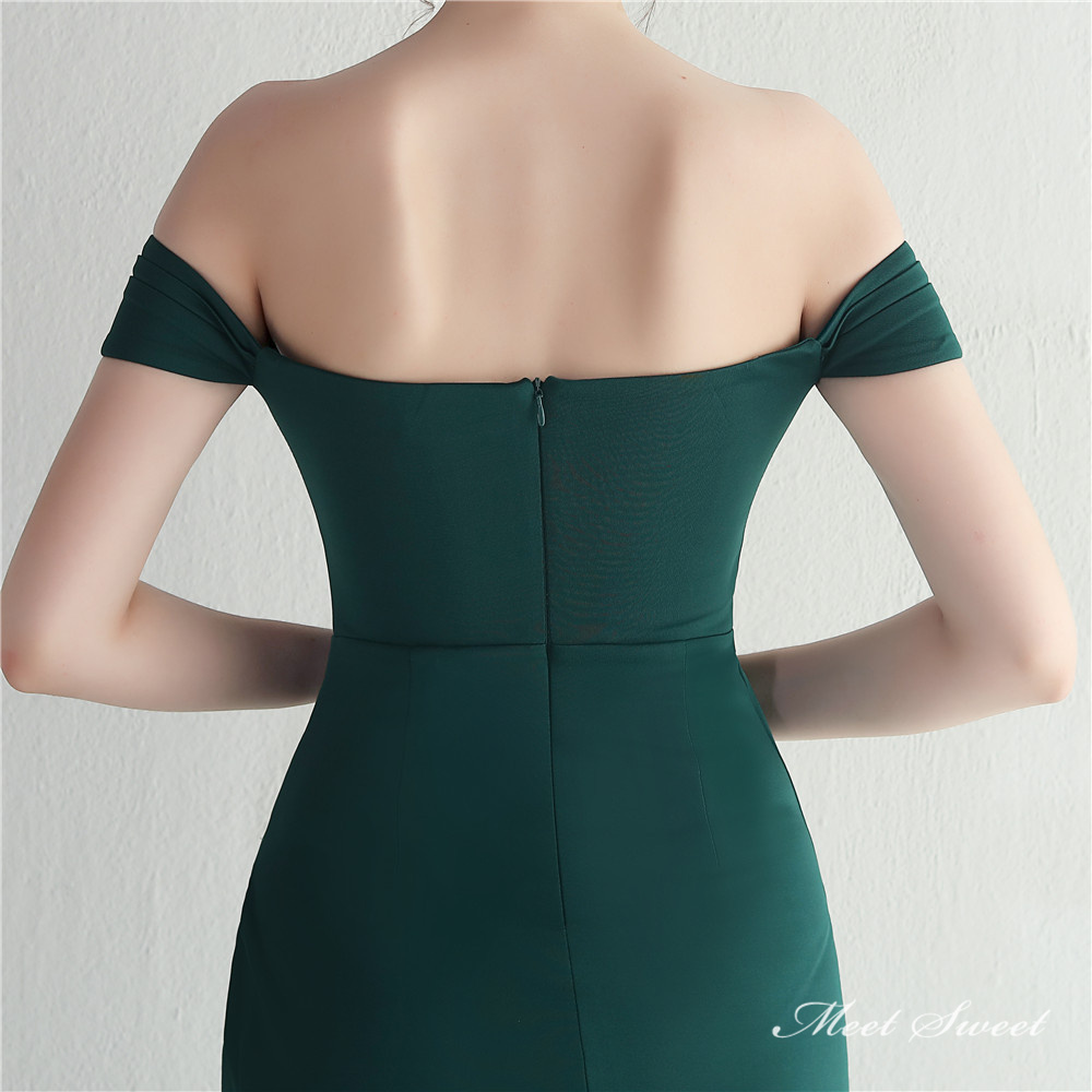 ドレス スレンダードレス パーティードレス オフショルダー スリット イブニングドレス ウェディングドレス サテン ファスナー 結婚式 発表会 二次会 