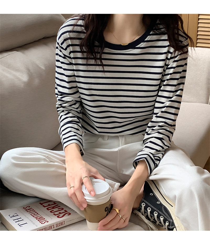 Tシャツ レディース 長袖 カットソー ボーダー ロングTシャツ 大きいサイズ クルーネック トレーナー おしゃれ 部屋着 スウェット ルームウェア 