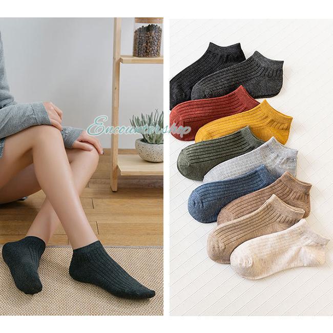 靴下 スニーカーソックス レディース ランダム5足セット くるぶし 綿 23~26.5CM 男女兼用 脱げない 春夏秋冬 無地 薄手 