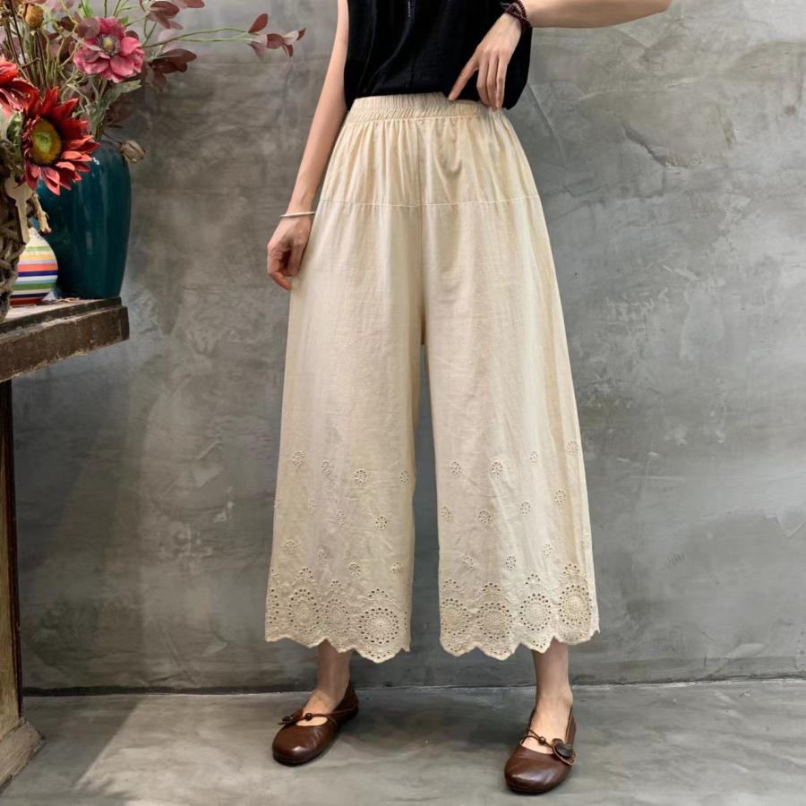 3色 ペチコート レース ペチパンツ 春夏秋 九分丈 シンプル 重ね着 レディース ナチュラル ボ下着 かわいい 綿コットン カジ ロング丈 