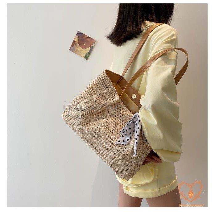 かごバッグ レディース トートバッグ 夏 A4 カゴバッグ ハンドバッグ ショルダーバッグ リボン付き 手提げ 大人可愛い バッグ 大容量 リゾート 