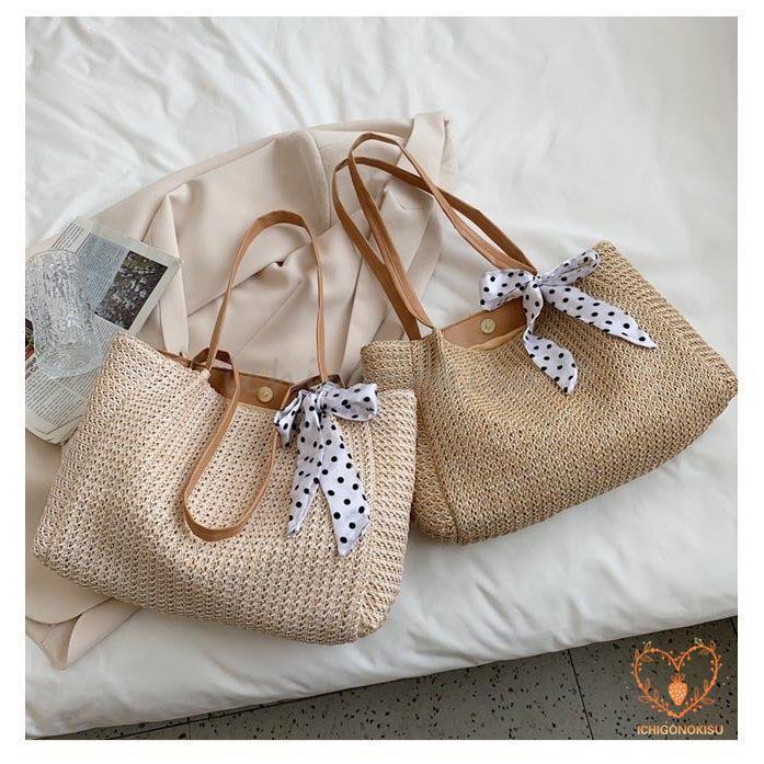 かごバッグ レディース トートバッグ 夏 A4 カゴバッグ ハンドバッグ ショルダーバッグ リボン付き 手提げ 大人可愛い バッグ 大容量 リゾート 