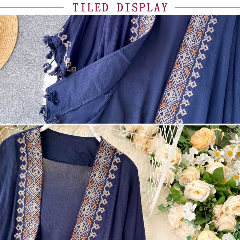 ロング カーディガン レディース きれいめ 透け感 涼感 ボタンなし 上品 民族風 アウトドア リゾート 送料無料 旅行 ゆったり ひんやり 体型カバー 