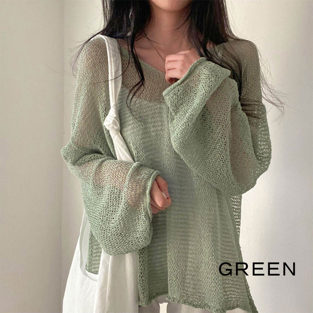 メッシュ編み シアー 透け感 プルオーバー ドロップショルダー ルーズ ゆったり オーバーサイズ カジュアル フェミニ 透けニット 韓国っぽ トップス 