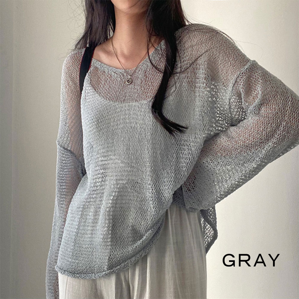 メッシュ編み シアー 透け感 プルオーバー ドロップショルダー ルーズ ゆったり オーバーサイズ カジュアル フェミニ 透けニット 韓国っぽ トップス 