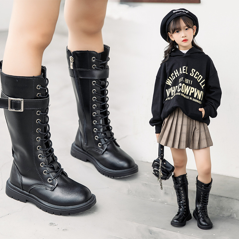 子供 袴 ブーツ 入学式 卒業式 編み上げブーツ 長靴 キッズ ブーツ レースアップブーツ 厚底 ローヒール 防寒 女の子 ジュニア ロングブーツ ワークブーツ 