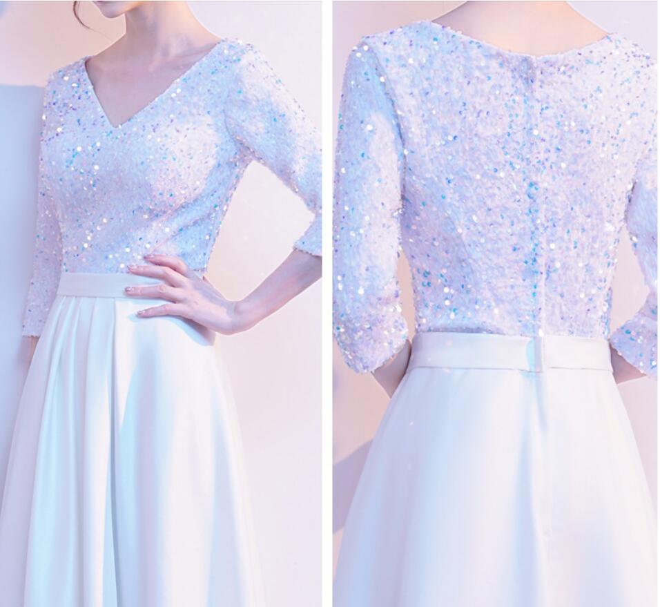 レディース ワンピース パーティードレス Vネック イブニングドレス スパンコール付き フレアドレス コンサート フォーマル 二次会 忘年会 演奏会披露宴 