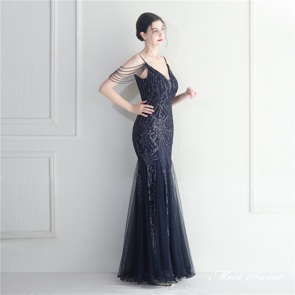 カラードレス マーメイドドレス パーティードレス ビーズ イブニングドレス ウェディングドレス 二次会 キラキラ 発表会 ファスナー ノースリーブ 結婚式 