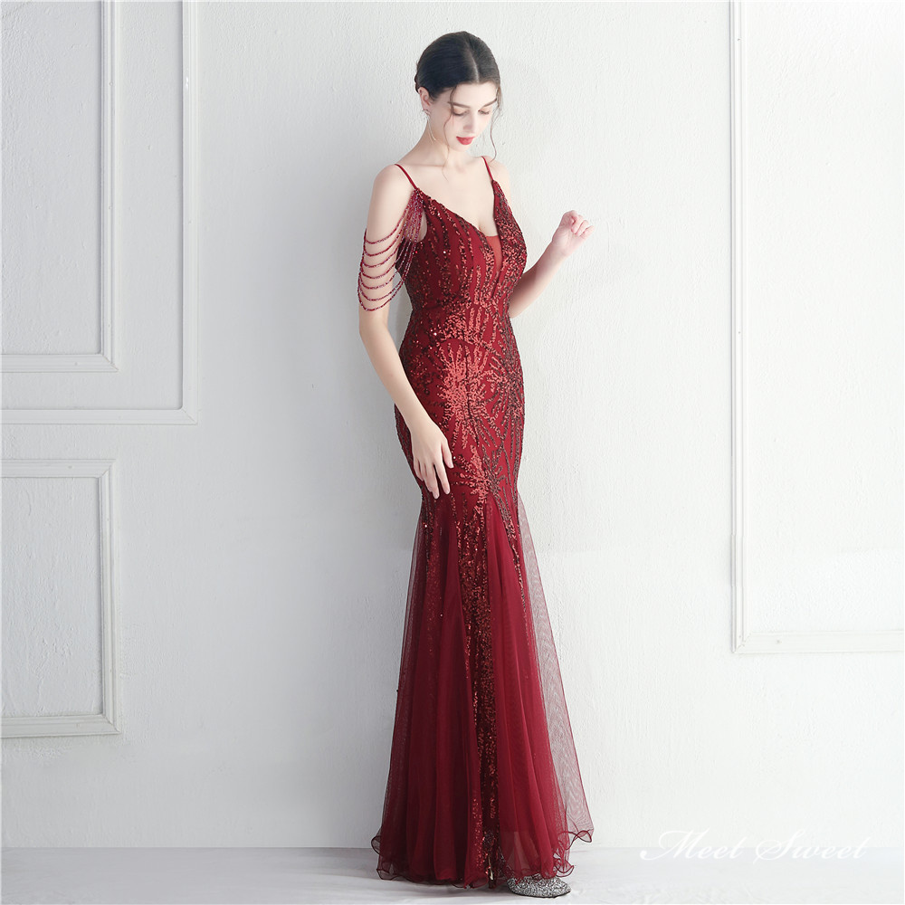 カラードレス マーメイドドレス パーティードレス ビーズ イブニングドレス ウェディングドレス 二次会 キラキラ 発表会 ファスナー ノースリーブ 結婚式 