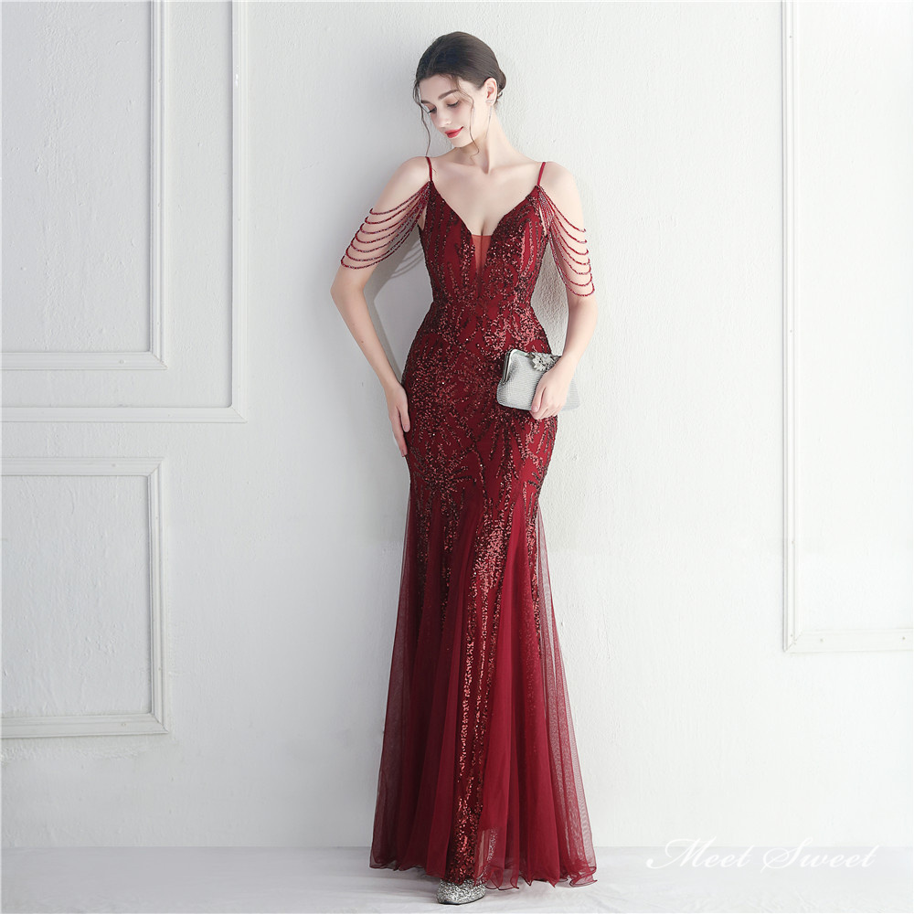 カラードレス マーメイドドレス パーティードレス ビーズ イブニングドレス ウェディングドレス 二次会 キラキラ 発表会 ファスナー ノースリーブ 結婚式 