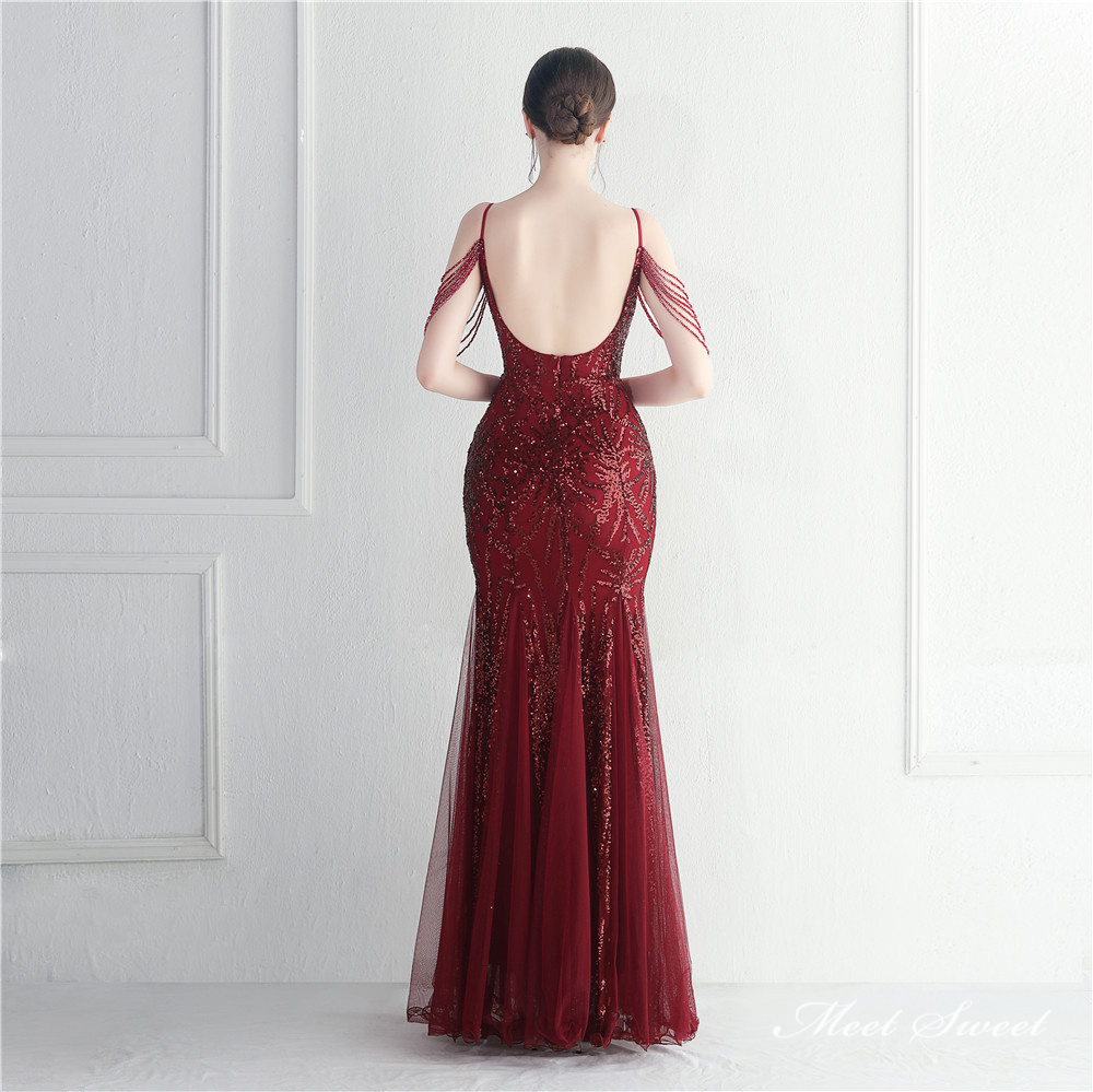 カラードレス マーメイドドレス パーティードレス ビーズ イブニングドレス ウェディングドレス 二次会 キラキラ 発表会 ファスナー ノースリーブ 結婚式 