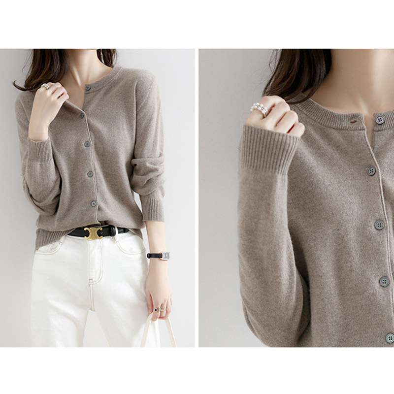 カーディガン レディース 春秋 ニット オフィス 洗えるゆったり おしゃれ カーデ 丸首 通勤 トップス 羽織り シンプル ニット 接触冷感 ボタントップス Vネック 