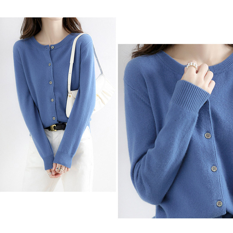 カーディガン レディース 春秋 ニット オフィス 洗えるゆったり おしゃれ カーデ 丸首 通勤 トップス 羽織り シンプル ニット 接触冷感 ボタントップス Vネック 