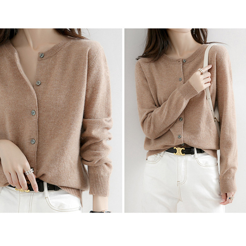 カーディガン レディース 春秋 ニット オフィス 洗えるゆったり おしゃれ カーデ 丸首 通勤 トップス 羽織り シンプル ニット 接触冷感 ボタントップス Vネック 