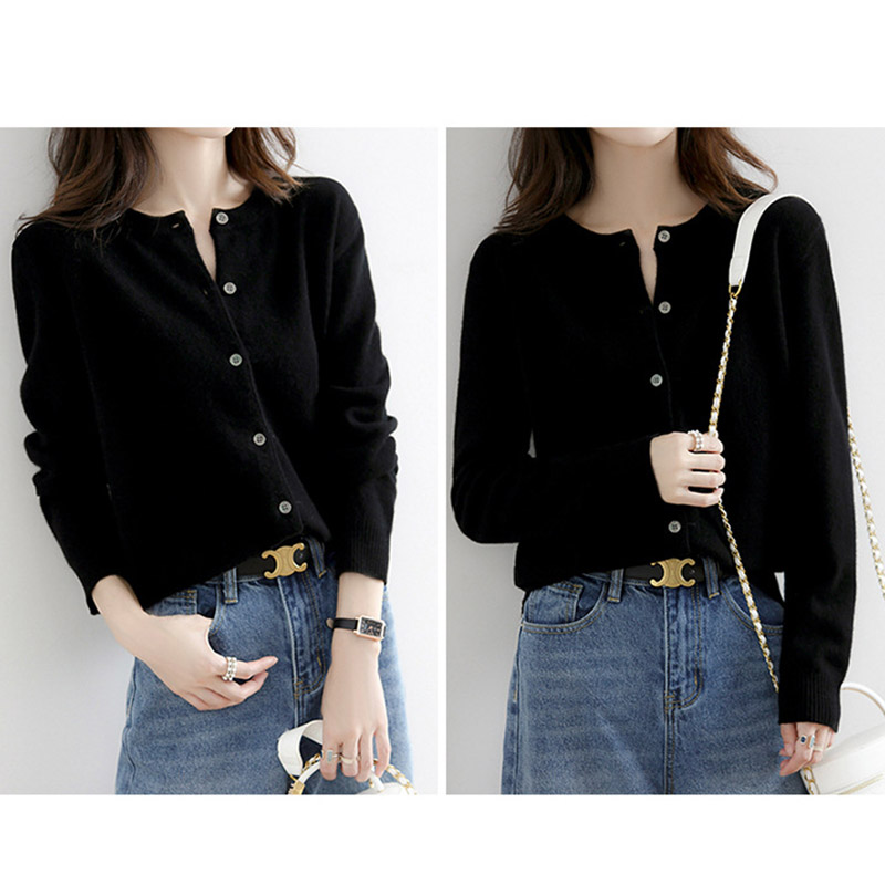 カーディガン レディース 春秋 ニット オフィス 洗えるゆったり おしゃれ カーデ 丸首 通勤 トップス 羽織り シンプル ニット 接触冷感 ボタントップス Vネック 