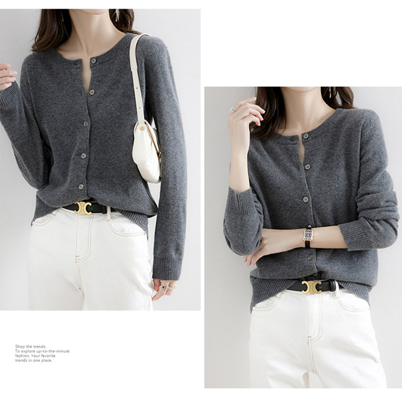 カーディガン レディース 春秋 ニット オフィス 洗えるゆったり おしゃれ カーデ 丸首 通勤 トップス 羽織り シンプル ニット 接触冷感 ボタントップス Vネック 