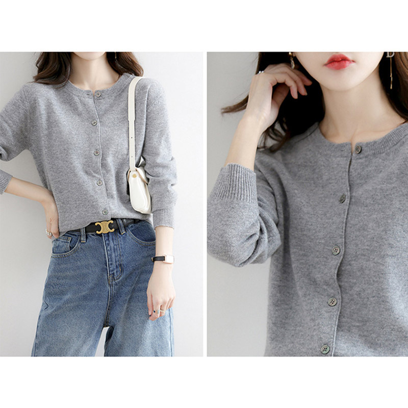 カーディガン レディース 春秋 ニット オフィス 洗えるゆったり おしゃれ カーデ 丸首 通勤 トップス 羽織り シンプル ニット 接触冷感 ボタントップス Vネック 
