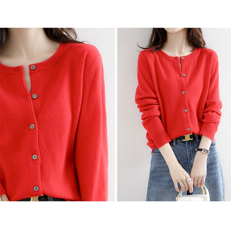 カーディガン レディース 春秋 ニット オフィス 洗えるゆったり おしゃれ カーデ 丸首 通勤 トップス 羽織り シンプル ニット 接触冷感 ボタントップス Vネック 