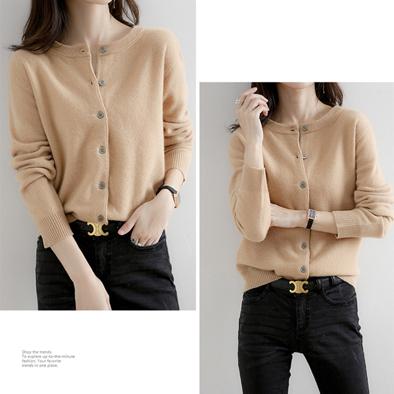 カーディガン レディース 春秋 ニット オフィス 洗えるゆったり おしゃれ カーデ 丸首 通勤 トップス 羽織り シンプル ニット 接触冷感 ボタントップス Vネック 