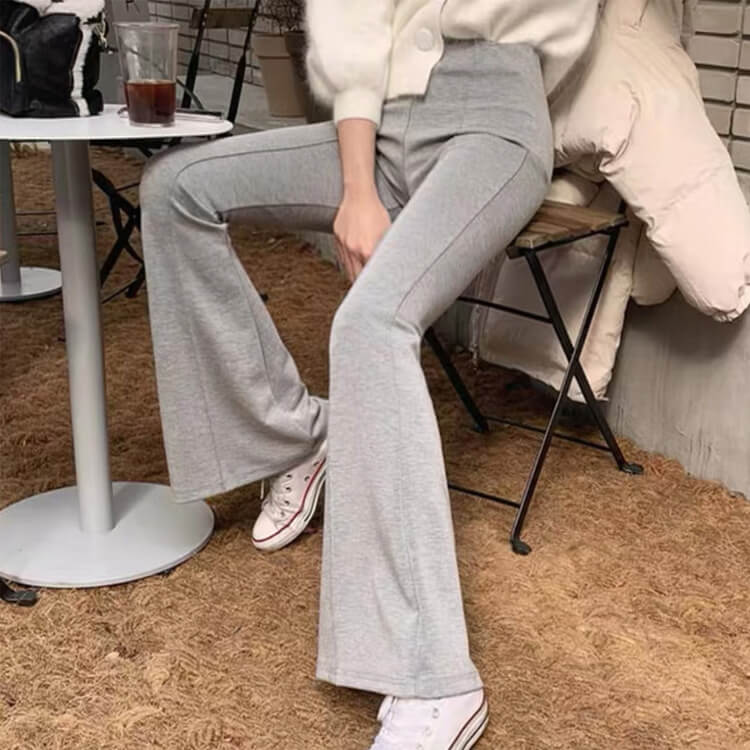 パンツ レディース 韓国 ロングパンツ カジュアル フレアパンツ 無地 秋 夏 ストレッチパンツ エレ フィット 春 ハイウエスト タイト 