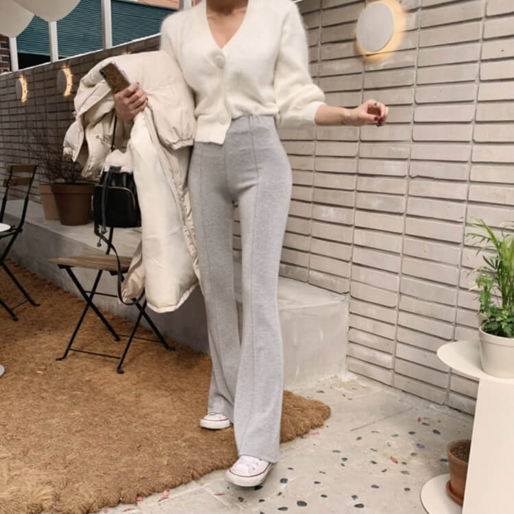 パンツ レディース 韓国 ロングパンツ カジュアル フレアパンツ 無地 秋 夏 ストレッチパンツ エレ フィット 春 ハイウエスト タイト 