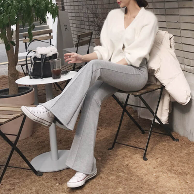 パンツ レディース 韓国 ロングパンツ カジュアル フレアパンツ 無地 秋 夏 ストレッチパンツ エレ フィット 春 ハイウエスト タイト 