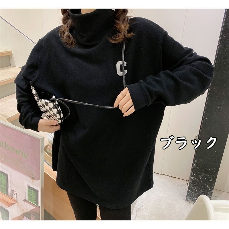 お取り寄せ商品 長袖Tシャツ レディース ハイネック タートルネック 7COLORS 小さいサイズ シンプル 無地 ゆったり ロングTシャツ L-4XL カジュア 大きいサイズ 