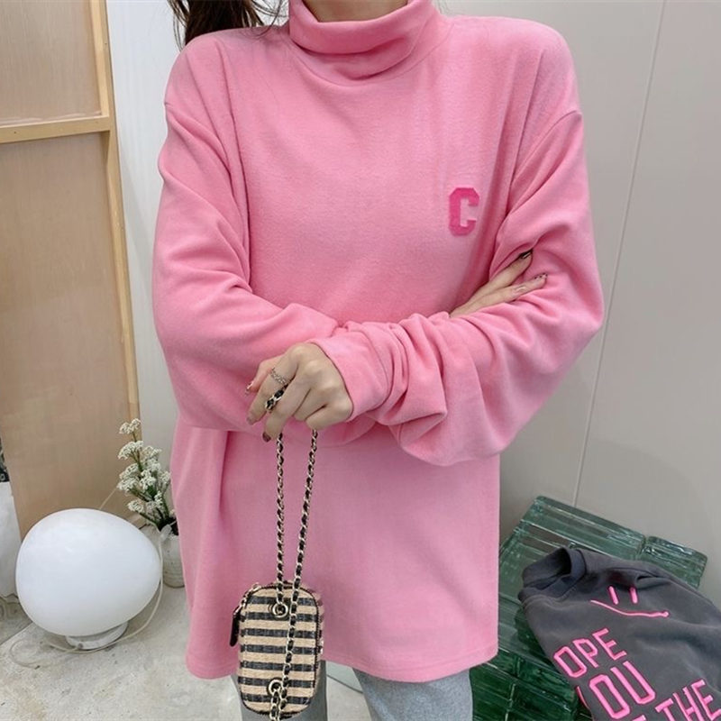 お取り寄せ商品 長袖Tシャツ レディース ハイネック タートルネック 7COLORS 小さいサイズ シンプル 無地 ゆったり ロングTシャツ L-4XL カジュア 大きいサイズ 