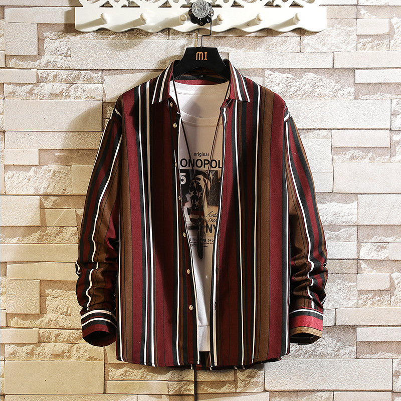 シャツ メンズ 長袖 ストライプシャツ カジュアル ワイシャツ お兄系 秋服 春物 ビジネス ファッション 