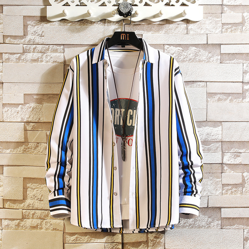 シャツ メンズ 長袖 ストライプシャツ カジュアル ワイシャツ お兄系 秋服 春物 ビジネス ファッション 