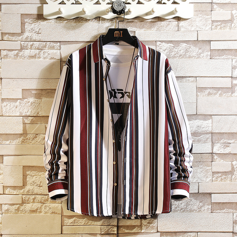 シャツ メンズ 長袖 ストライプシャツ カジュアル ワイシャツ お兄系 秋服 春物 ビジネス ファッション 