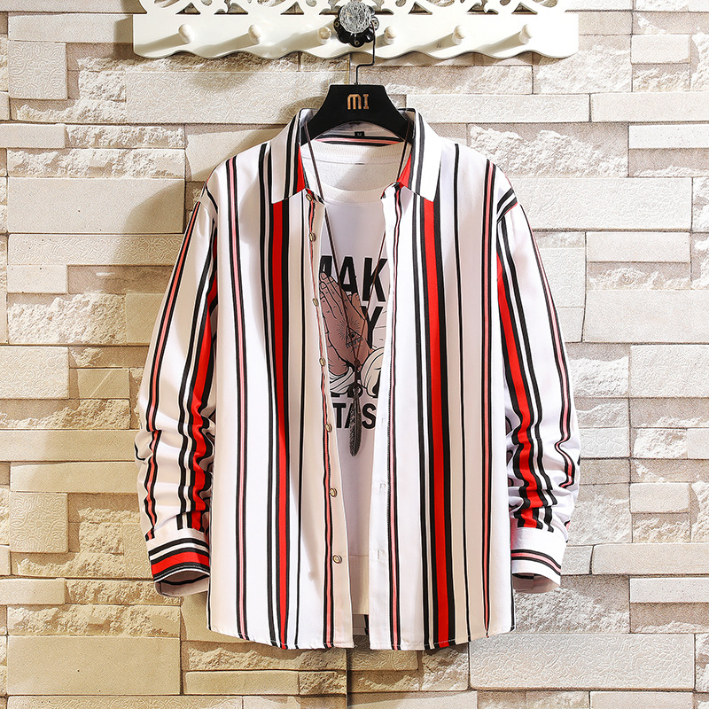 シャツ メンズ 長袖 ストライプシャツ カジュアル ワイシャツ お兄系 秋服 春物 ビジネス ファッション 