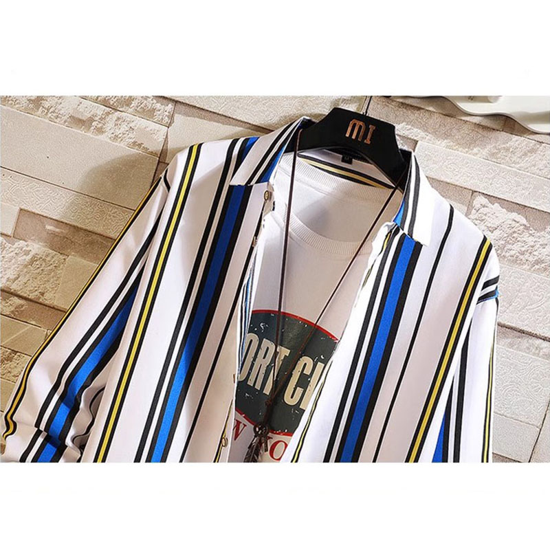 シャツ メンズ 長袖 ストライプシャツ カジュアル ワイシャツ お兄系 秋服 春物 ビジネス ファッション 