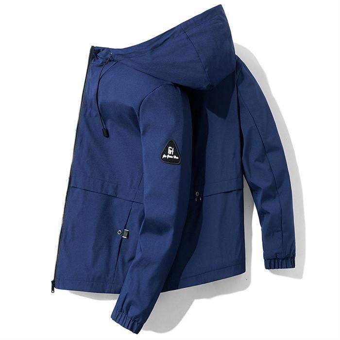 マウンテンメンズ 秋服 無地 ジップアップ フード付き ブルゾン ウインドブレーカー 