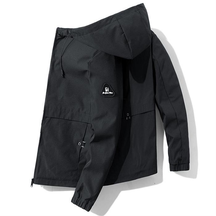 マウンテンメンズ 秋服 無地 ジップアップ フード付き ブルゾン ウインドブレーカー 