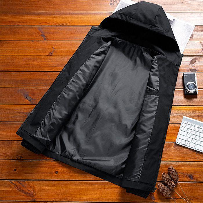 マウンテンメンズ 秋服 無地 ジップアップ フード付き ブルゾン ウインドブレーカー 