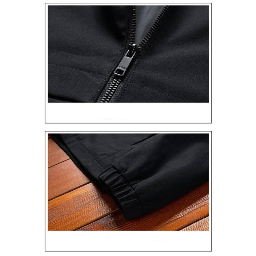 マウンテンメンズ 秋服 無地 ジップアップ フード付き ブルゾン ウインドブレーカー 