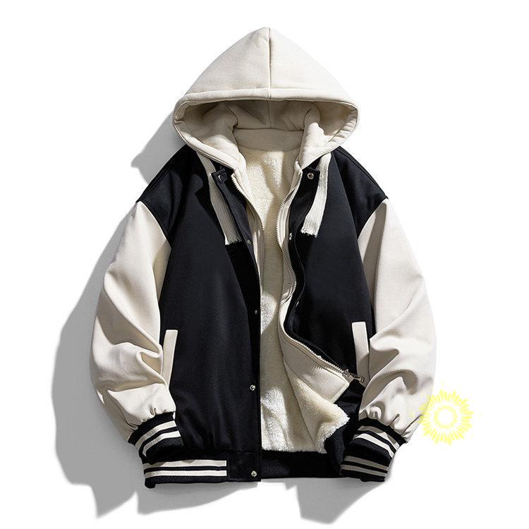 裏起毛 メンズ 厚手長袖裏ボア 裏フ厚手 重ね着風 フード付き スポーツ 切り替え 冬 暖かい 通学 冬服 通勤 おしゃれ 