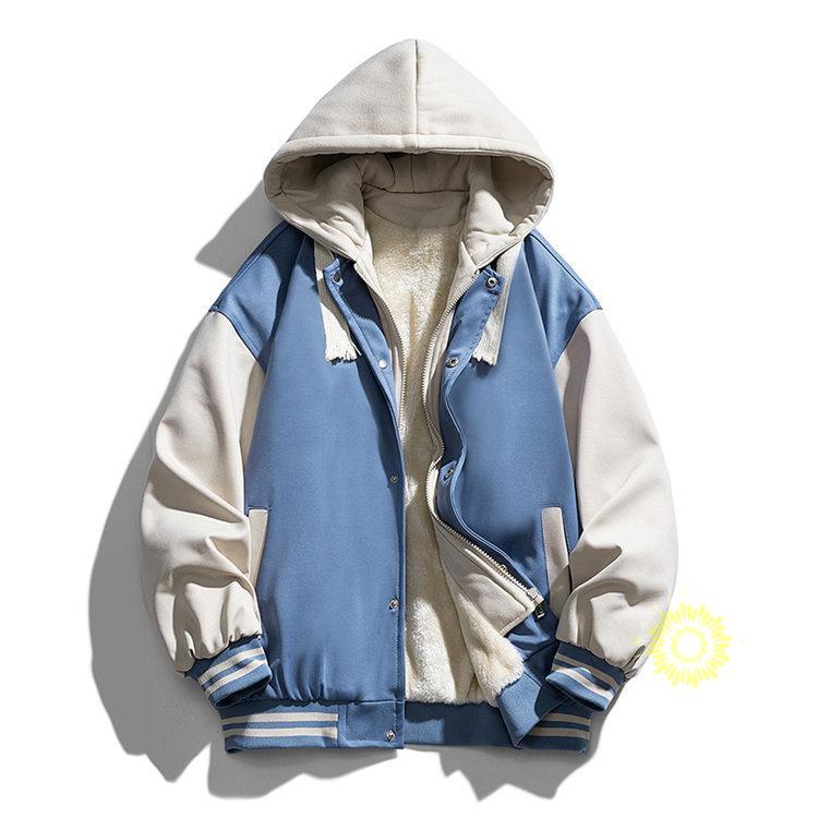 裏起毛 メンズ 厚手長袖裏ボア 裏フ厚手 重ね着風 フード付き スポーツ 切り替え 冬 暖かい 通学 冬服 通勤 おしゃれ 