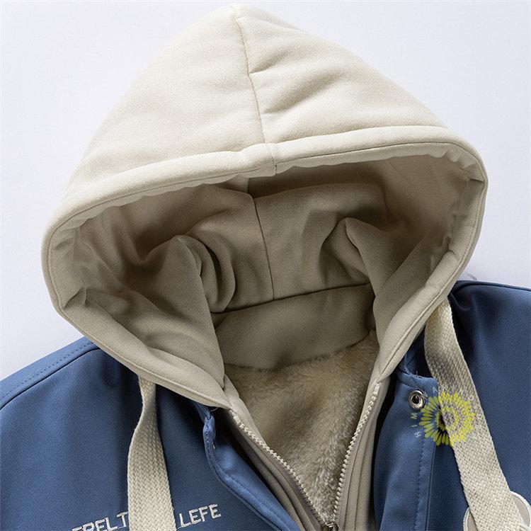 裏起毛 メンズ 厚手長袖裏ボア 裏フ厚手 重ね着風 フード付き スポーツ 切り替え 冬 暖かい 通学 冬服 通勤 おしゃれ 