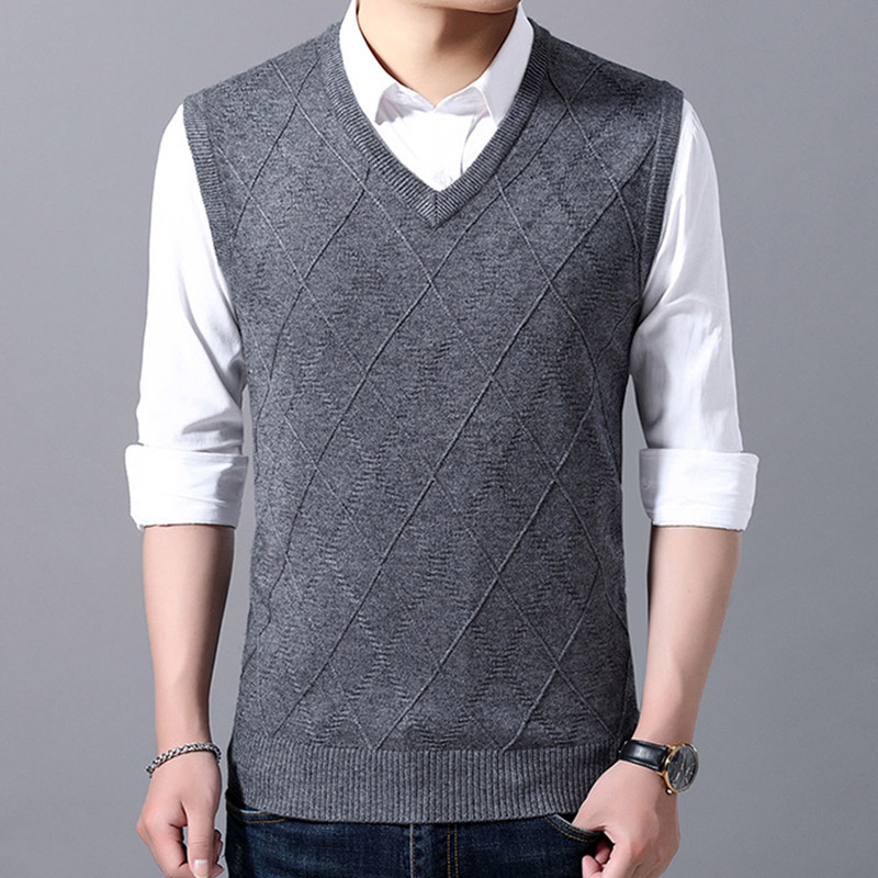 ニットベスト メンズ Vネック 袖なしセーター 無地 ゆったり 20代30代40代 ベスト 紳士服 トップス ビジネスベスト 男性 春秋冬 洗える プルオーバー カジュアル