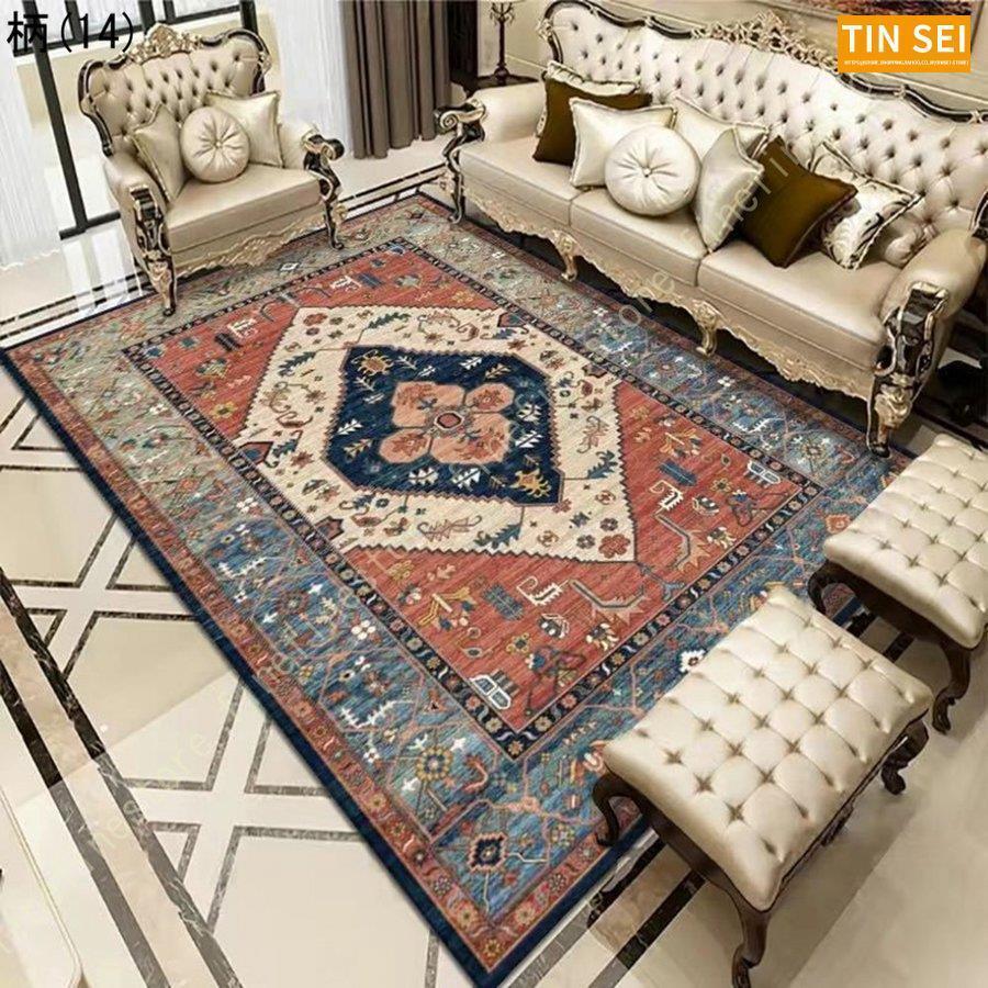 北欧 ラグマットじゅうたん 夏用 ヨーロピアン ラグ アンティークカーペット ペルシャ絨毯 滑り止め付き ベルギービンテー ペルシャ絨毯風 ジ フラワー柄 